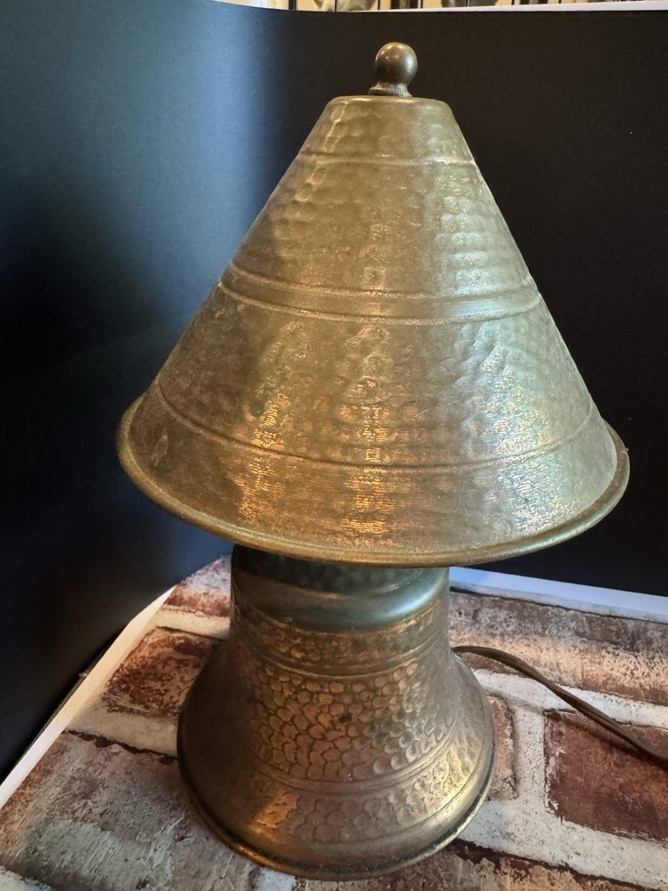 vintage hammered copper table lamp