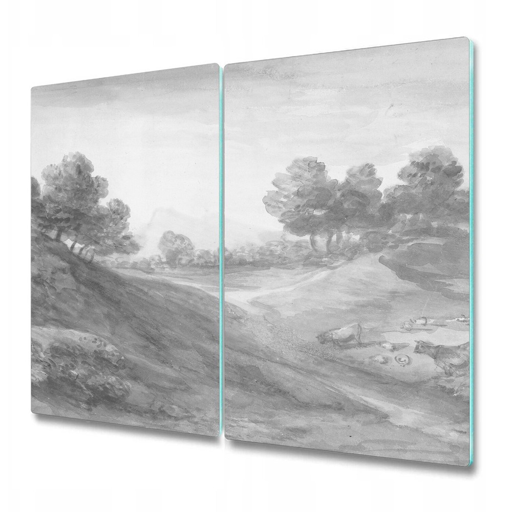 Serving Chopping Board Glass Cover Worktop Saver Countryside Vintage 2x30x52