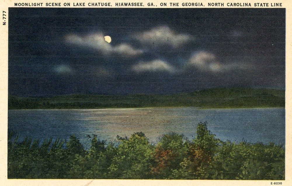 Moonlight Scene on Lake Chatuge, Hiawassee, Georgia, UNP, EXC --POSTCARD