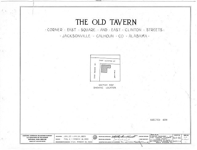Photo:Jacksonville Alabama Old Tavern East Clinton St 1838 HABS 1930s