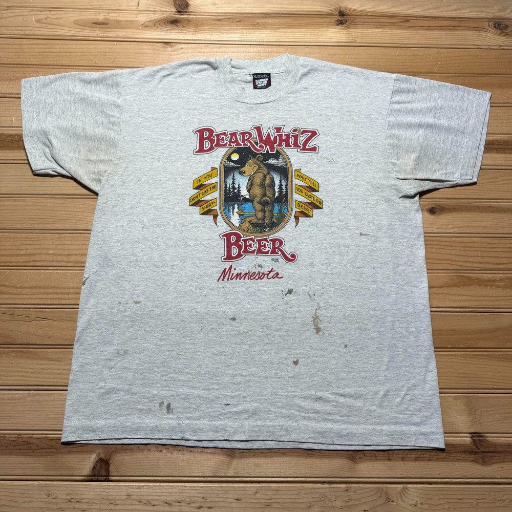 Vintage 1987 Bear Whiz Beer Minnesota Graphic Funny Humor Novelty T-Shirt USA XL