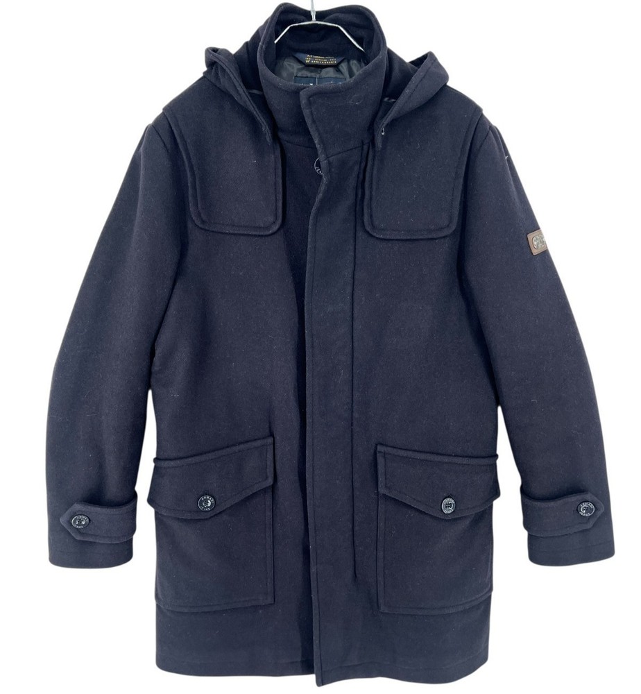 ARMANI JEANS Men 80% Wool Hooded Coat Jacket Black Size EU:46 - XS