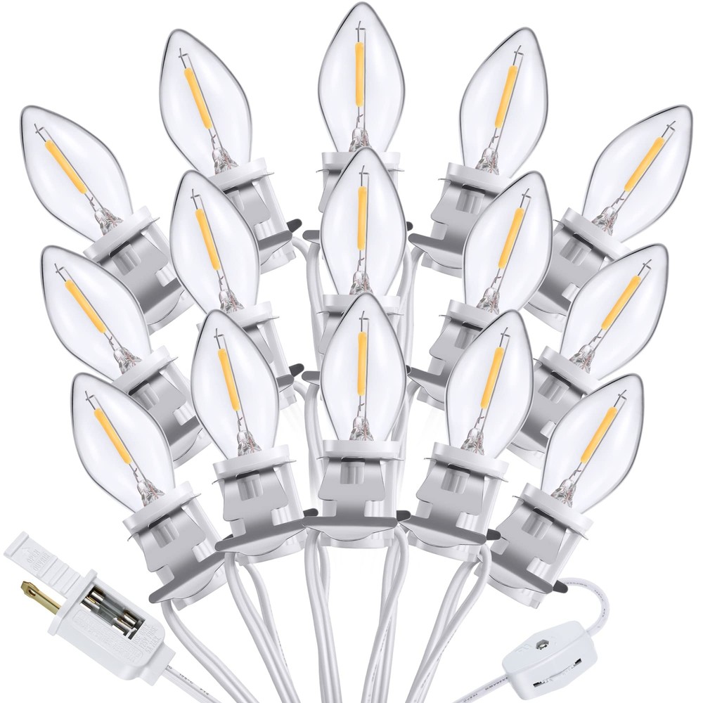 Accessory Cord with LED Light Bulb, C7 Cord Christmas Village Light with Doub...