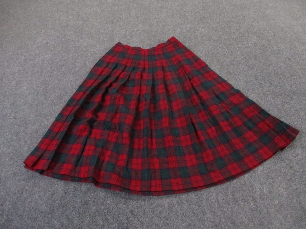 Vintage Pendleton Skirt Women 12 Petite Tartan Plaid Wool Long Pleated USA Made