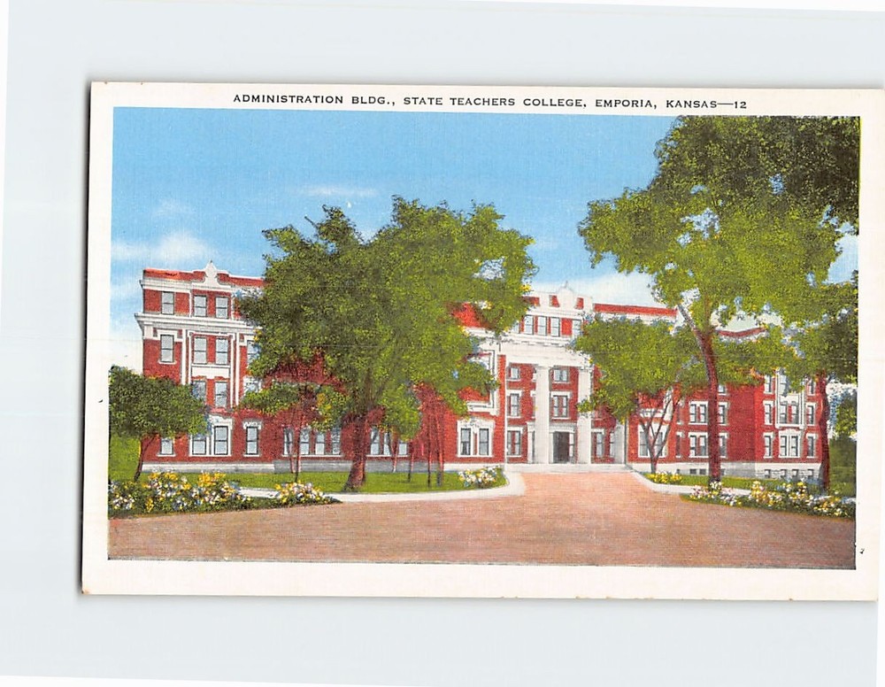 Postcard Administration Building State Teachers College Emporia Kansas USA
