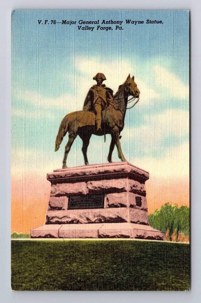Valley Forge PA-Pennsylvania, Major General Anthony Wayne Vintage Postcard
