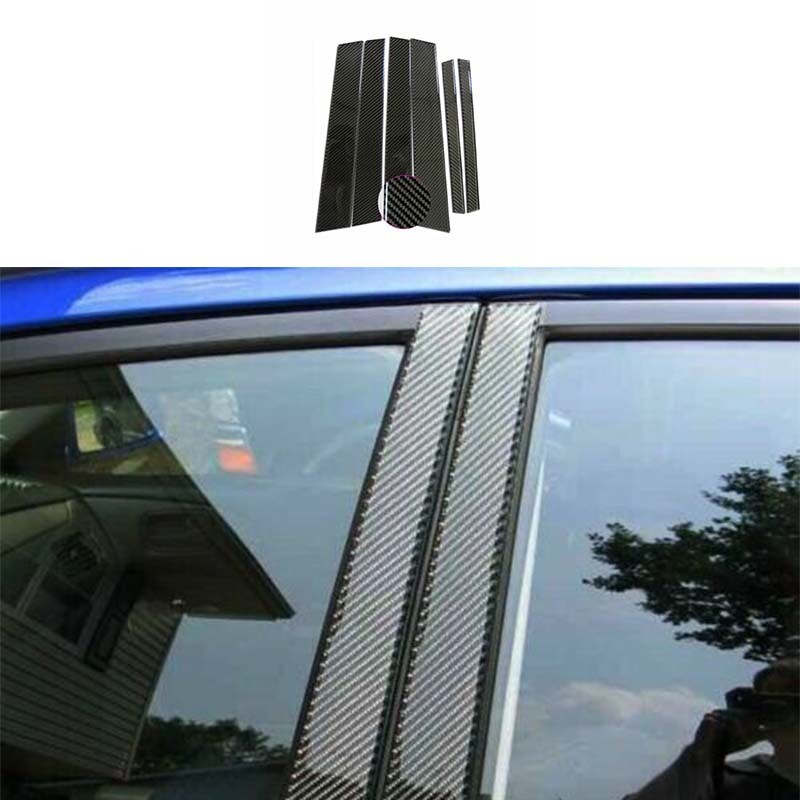 6X 2006-2011 Real Carbon Fiber Car Window Bc Pillar Trim Sticker For Honda Civic