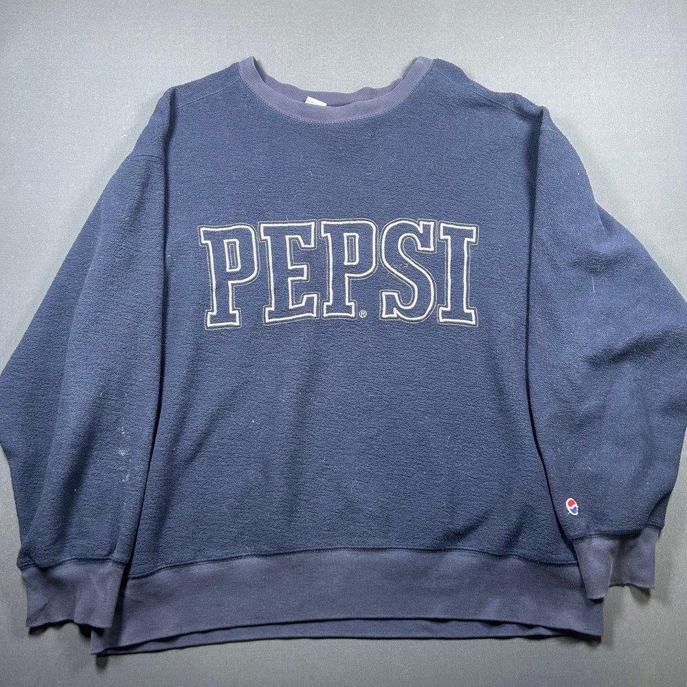 Vintage Pepsi Navy Crewneck Sweatshirt Medium Macau 90s Spellout Logo Y2K