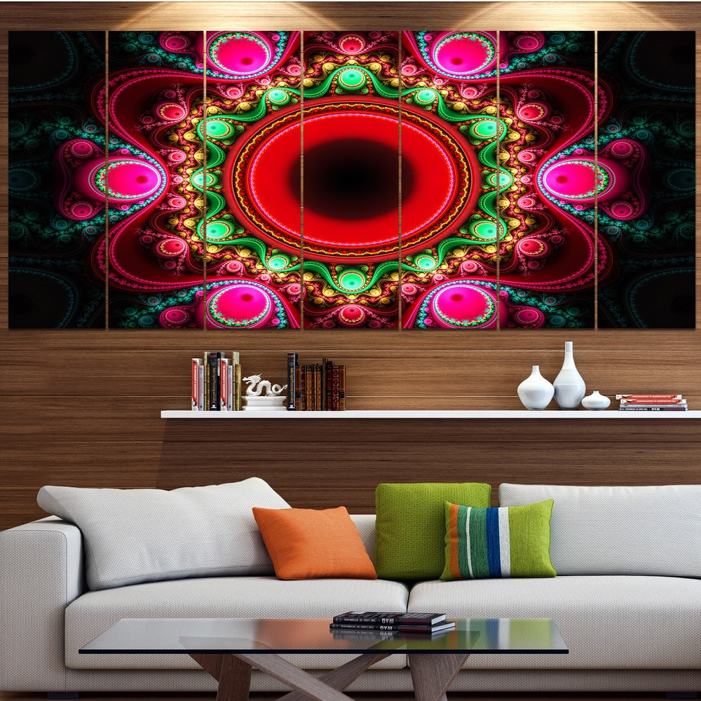 Designart Pink Wavy Curves and Circles Abstract Wall Art - Oversized Modern Canvas Print for Contemporary Home Decor