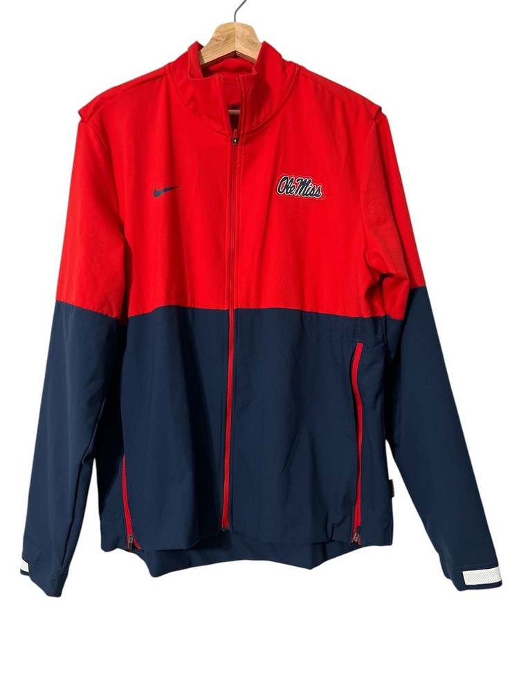 Nike Dri-Fit Ole Miss Zip Jacket Size Medium Red Zip Pockets Windbreaker