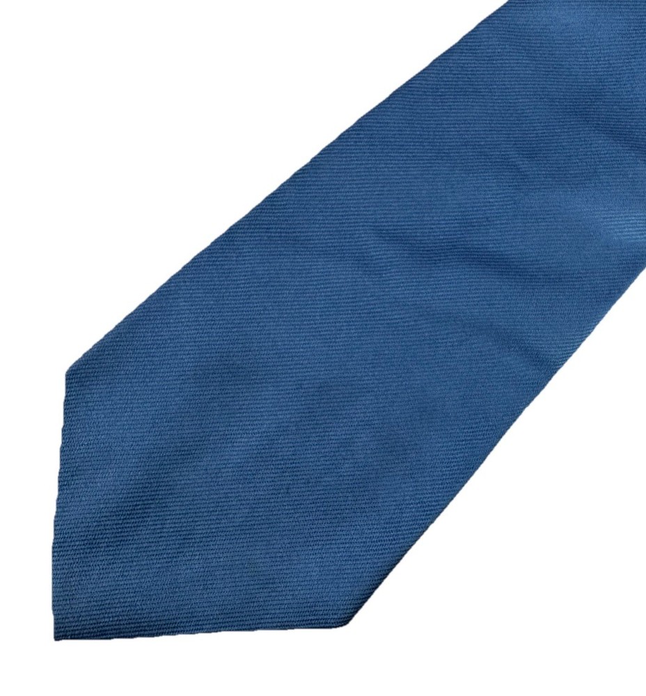 Polo By Ralph Lauren Neck Tie Hand Made In Italy 100% Silk Solid Blue Satin