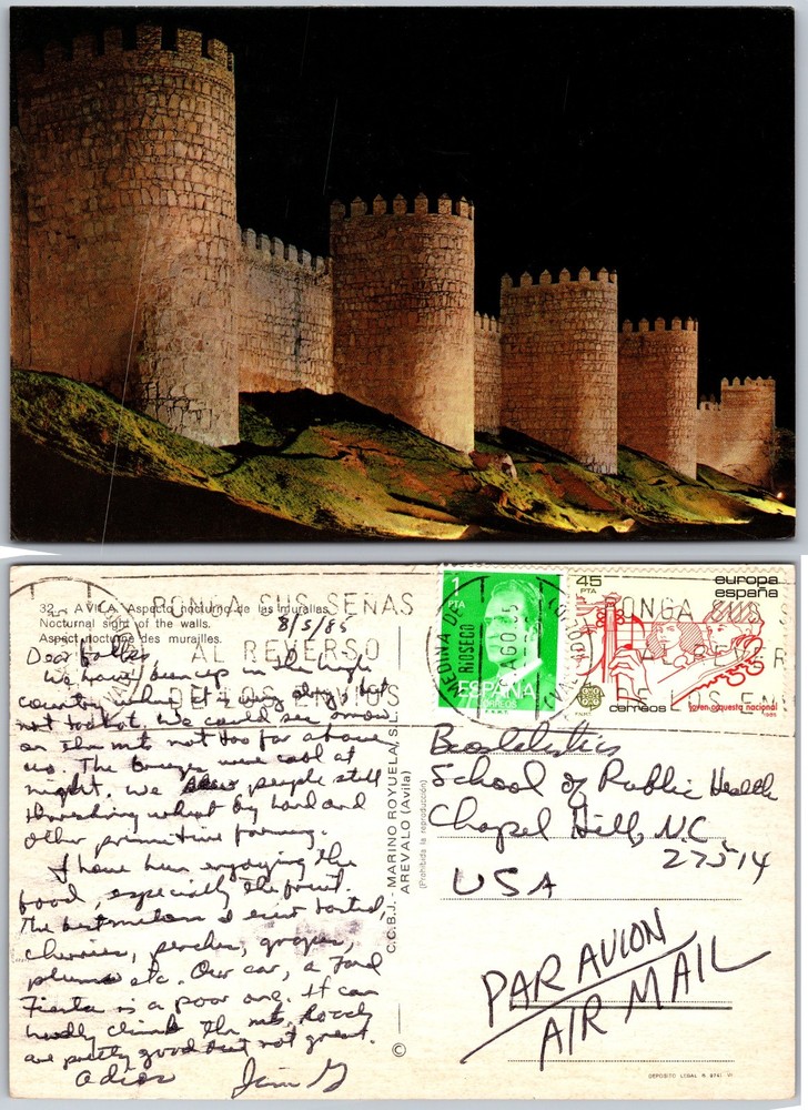 Continental Avila City Walls Spain Postcard