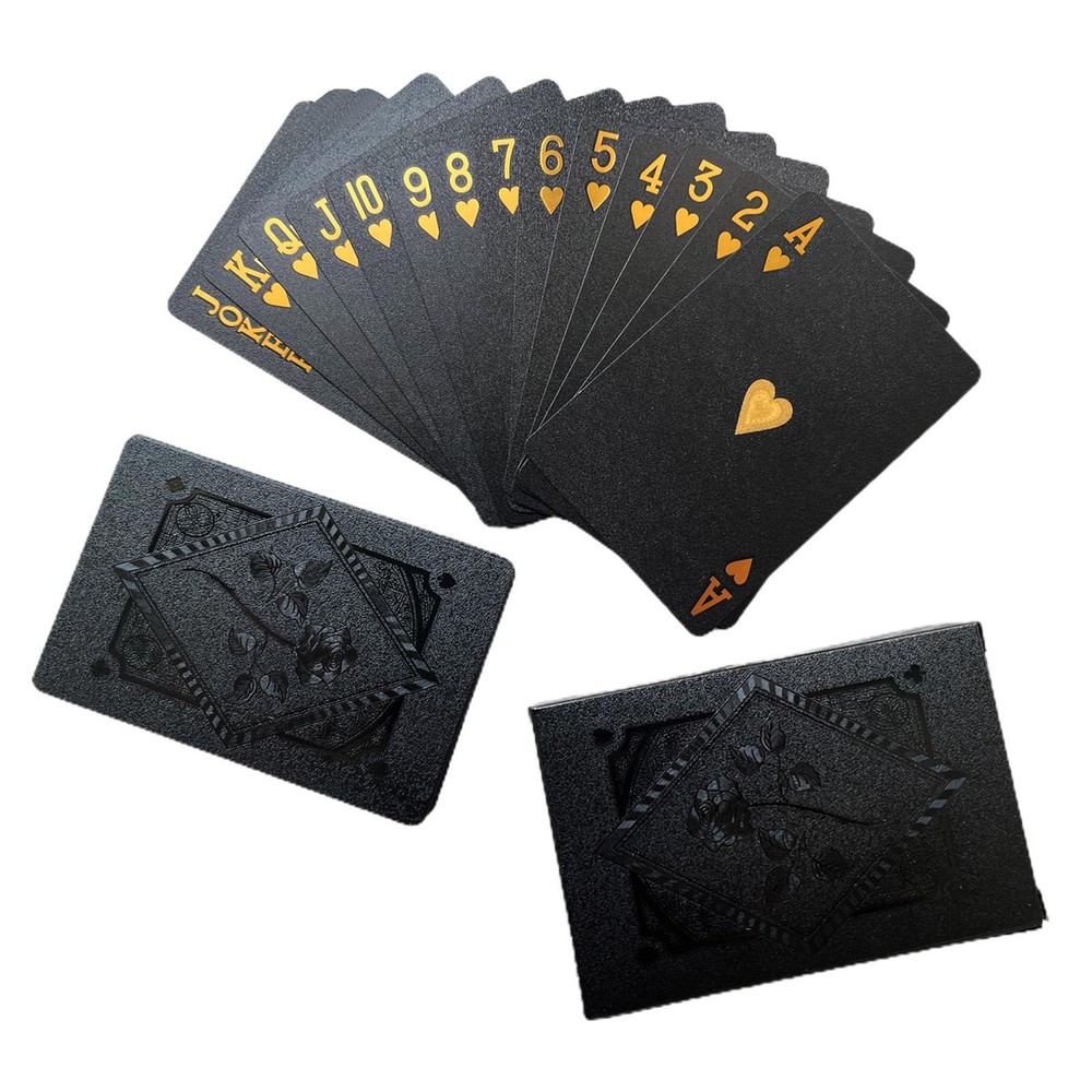 NEW Black Gold and Silver Foil Waterproof Plastic Playing Poker Deck Game Cards
