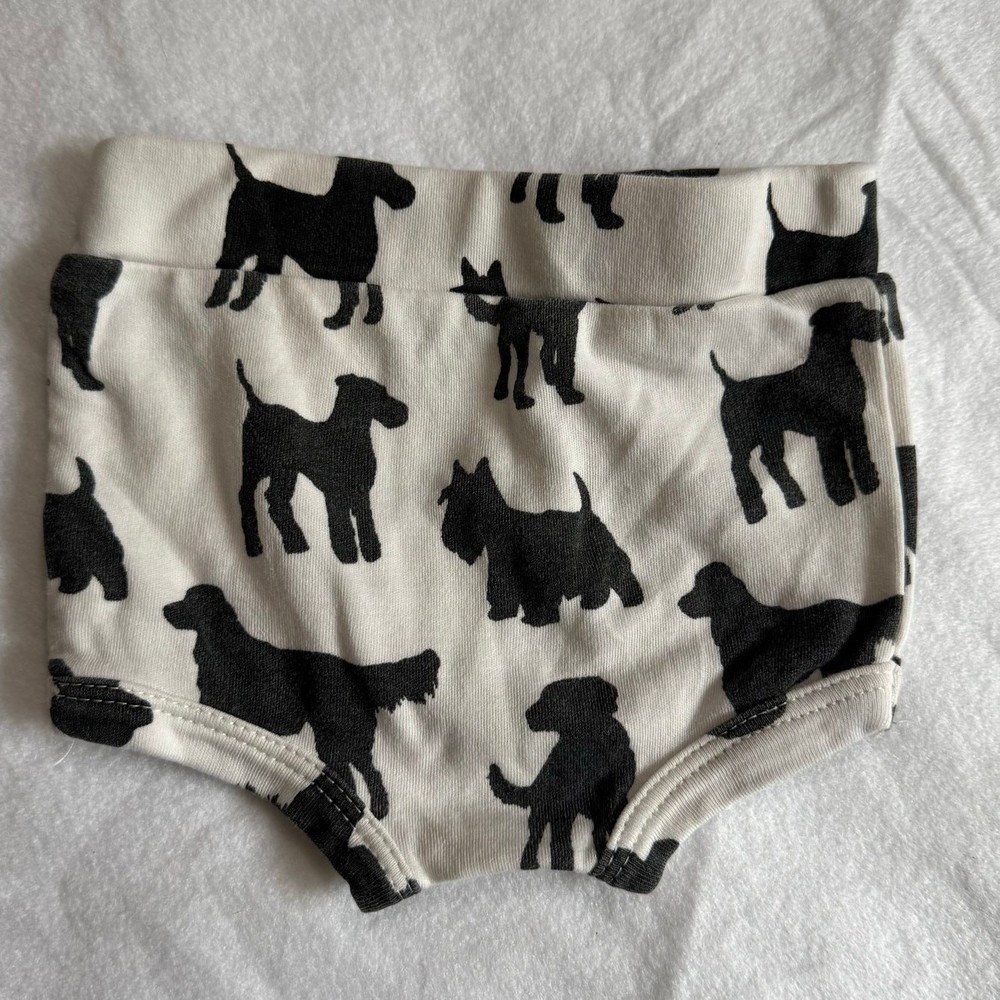 Kate Quinn Organics Baby Shorts Shorties Bloomers 0-3 Months Black White Dog