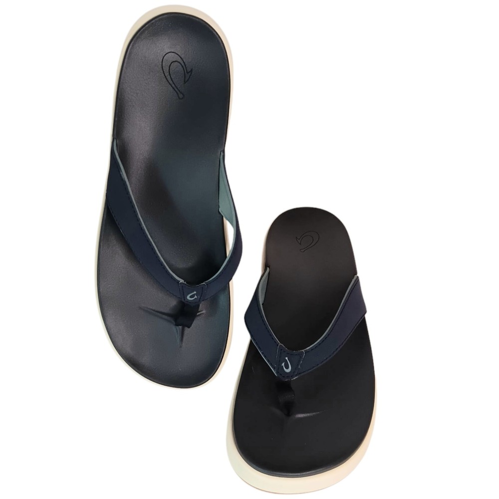 Olukai Nu'a Pi'o Sandals Blue Navy Beach Pool Sandals Flip Flops Women's Size 8