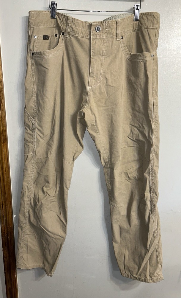 Kuhl Mens Lightweight Hiking Pants with Knit Vents - Khaki Beige 36x30