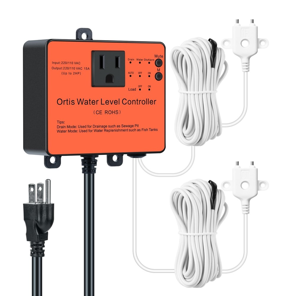 Hi-Lo Electronic Adjustable Sump Pump Float Switch Controller with Dual Sensor