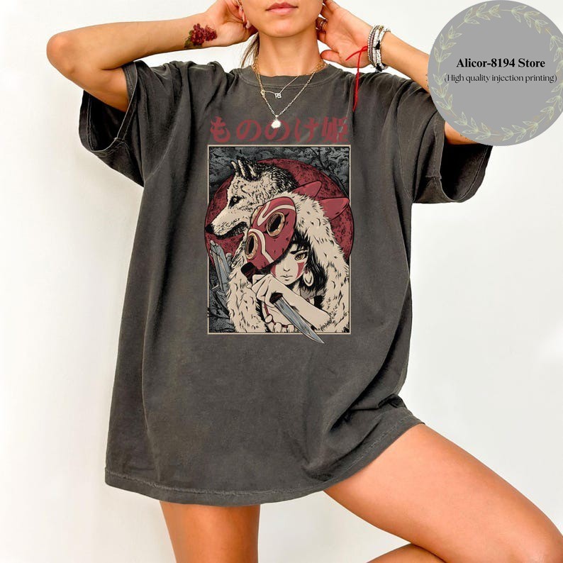 Mononoke Hime shirt, Princess Mononoke, Cartoon T Shirt, Hayao Miyazaki