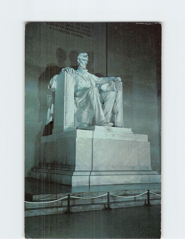 Postcard Lincoln Statue Memorial Washington DC District of Columbia USA