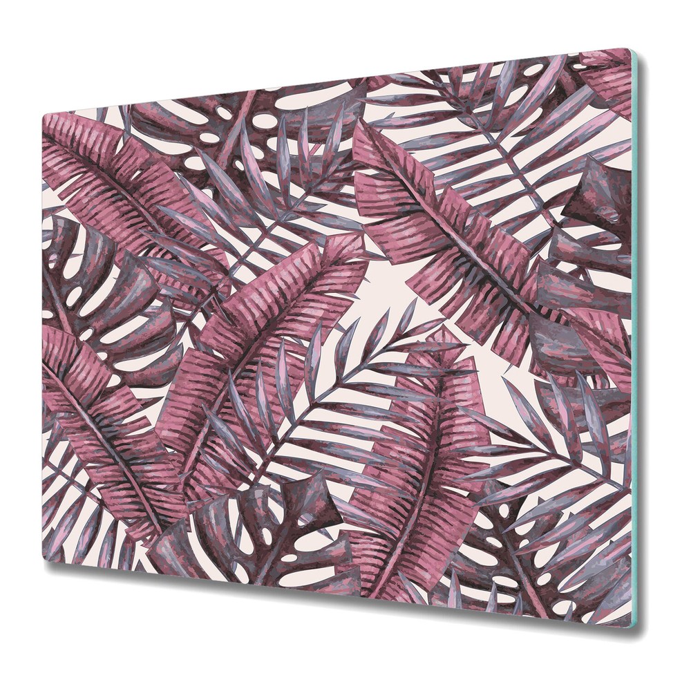 Glass Surface Protector Worktop saver Purple Tropical Jungle Illustration 60x52