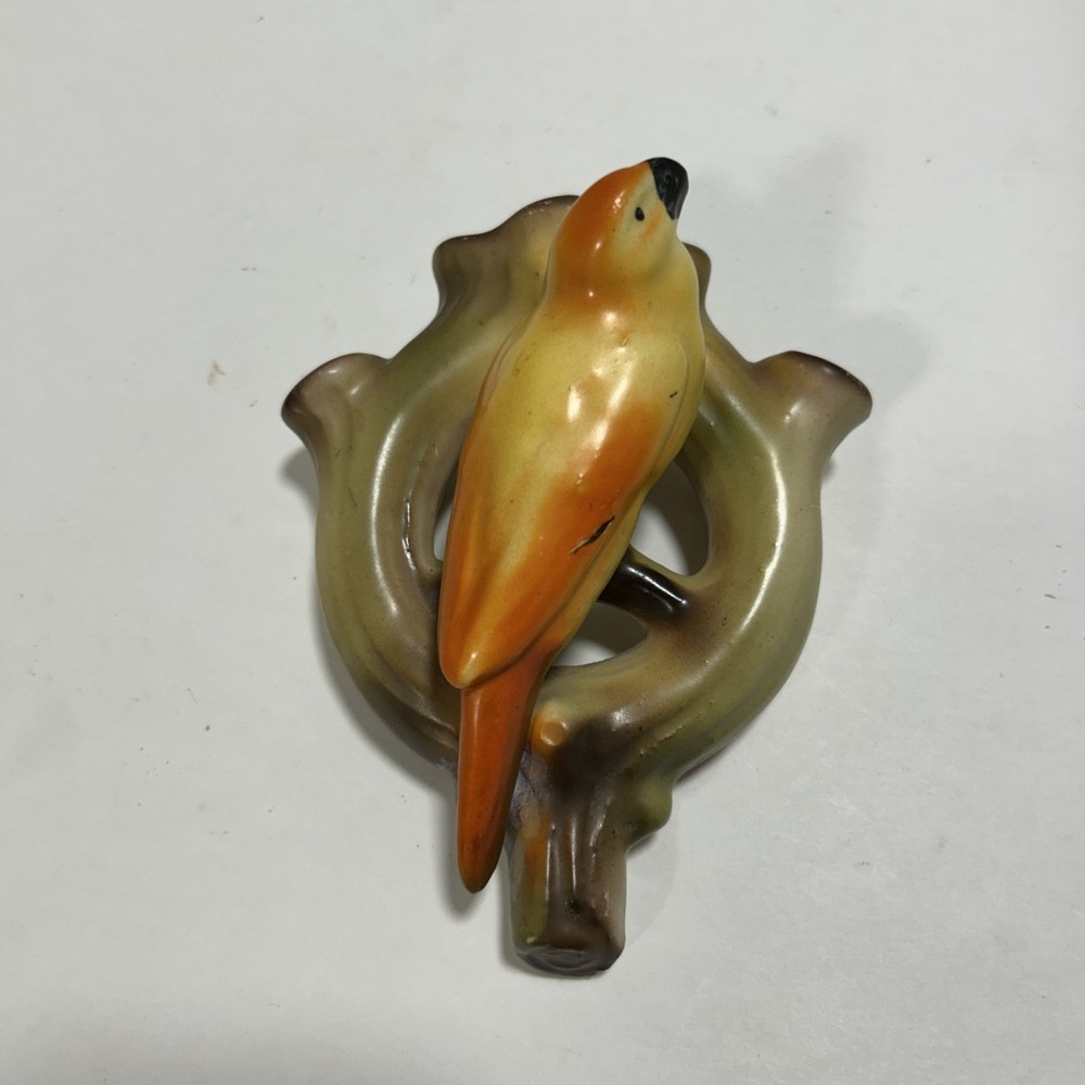 Vtg Czech Pottery Bird Pretzel Branch Vase Wall Pocket Czechoslovakia