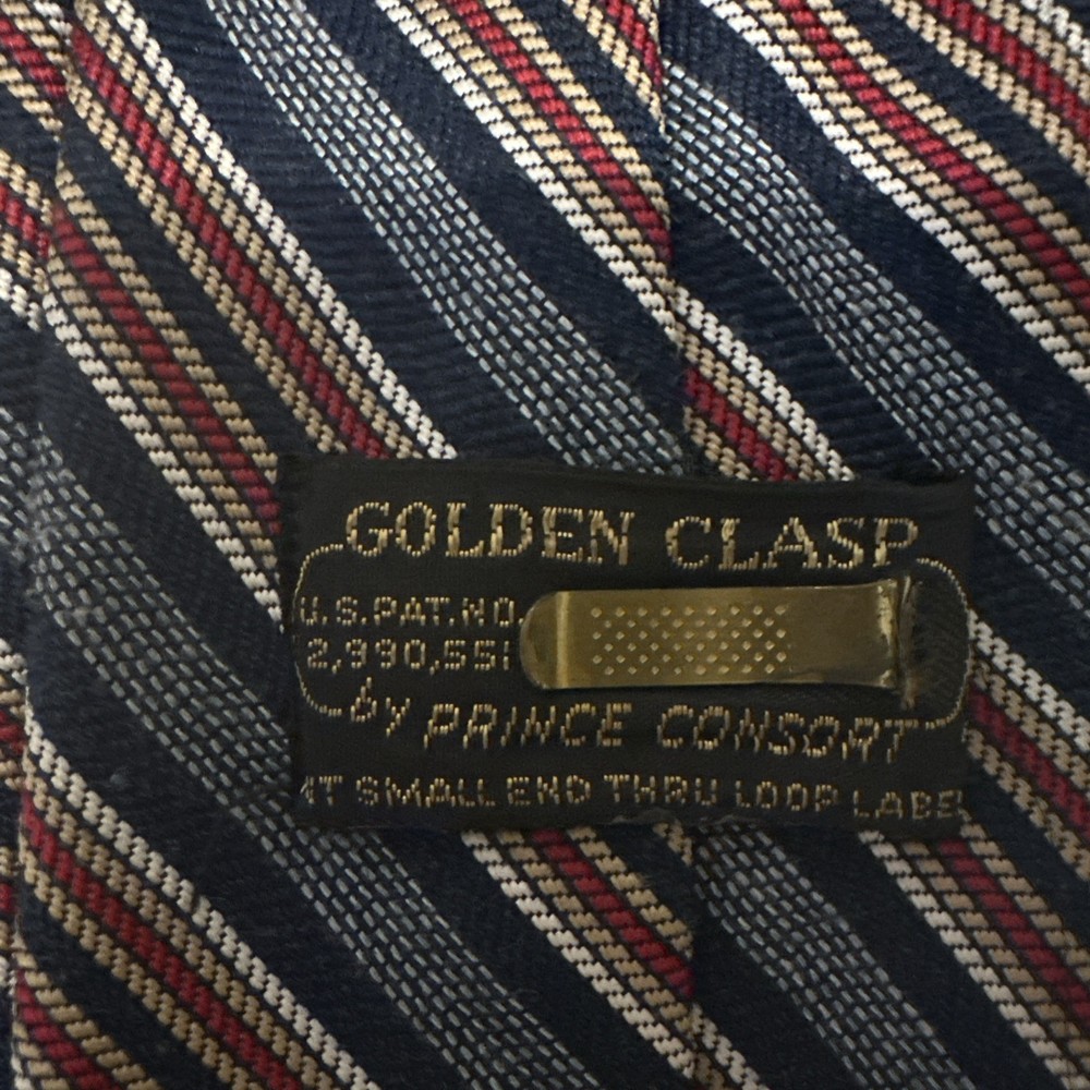 Vintage Prince Consort Neck Tie Golden Clasp by Prince Consort - striped