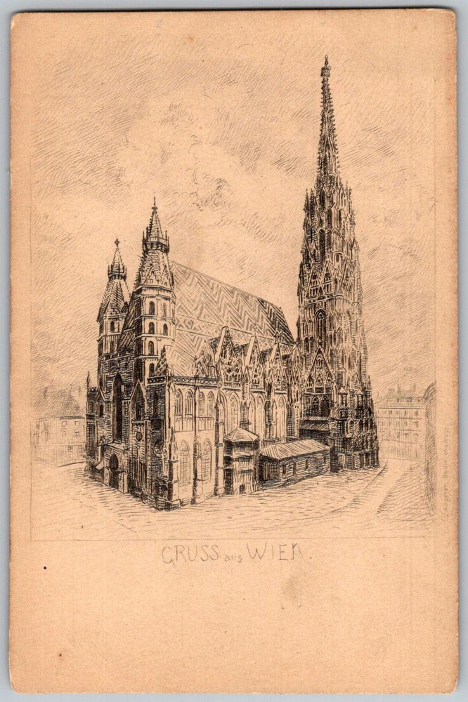 Antique Postcard St Stephen's Cathedral Vienna, Austria 1900s