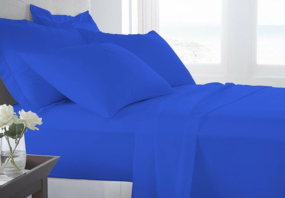 6Piece Hotel Luxury Soft 100%Cotton bed sheets set 24 deep 800TC Queen Royalblue