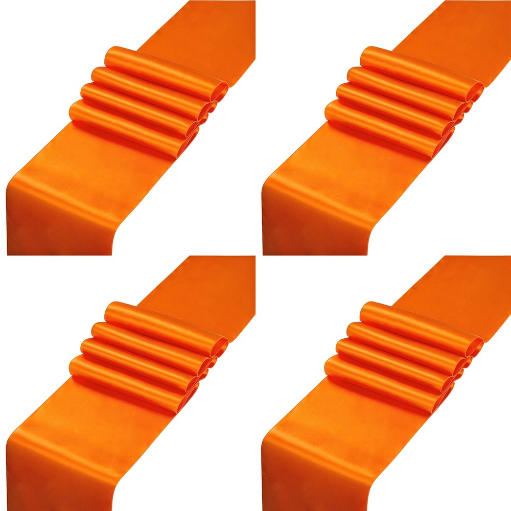 Counfeisly 4pcs Orange Satin Table Runners 12