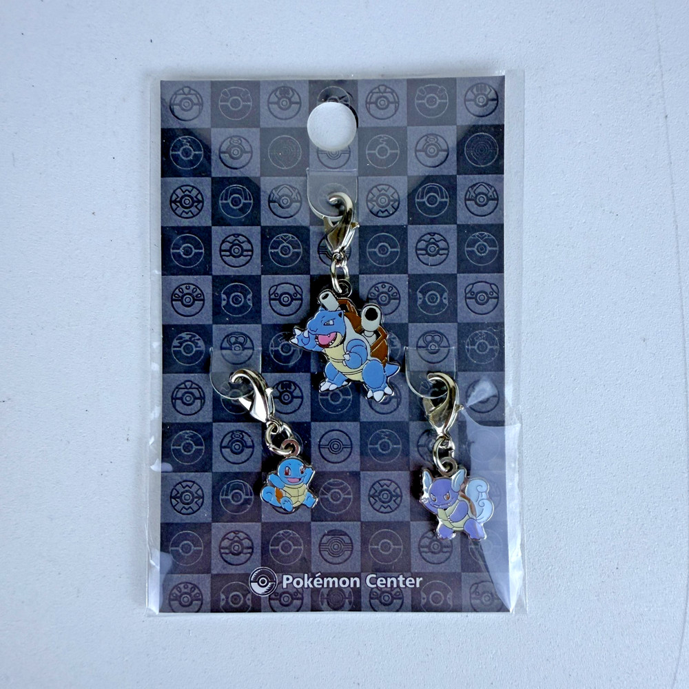 Pokemon Center Squirtle Wartortle Blastoise Metal Keychain Charm Sealed New