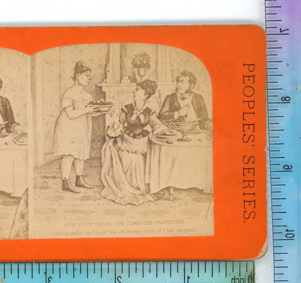 Biddy Served Tomatoes Undressed Satire Comic Stereoview