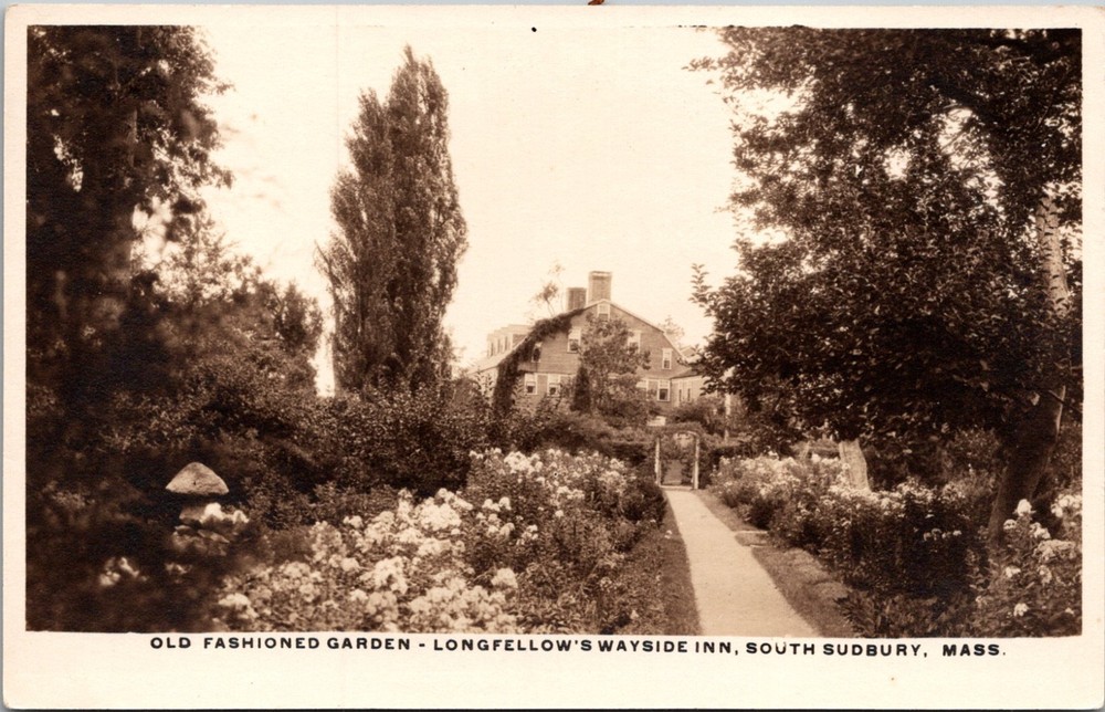 Longfellow's Wayside Inn South Sudbury Massachusetts MA Garden Postcard