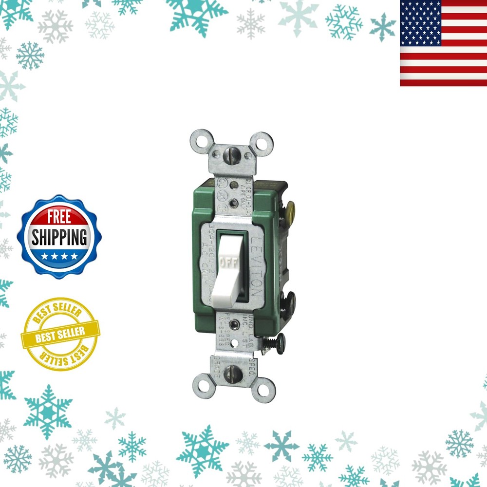 Quiet Operation 30 Amp Double-Pole AC Switch - 120/277 Volt, Spec Grade, White-image