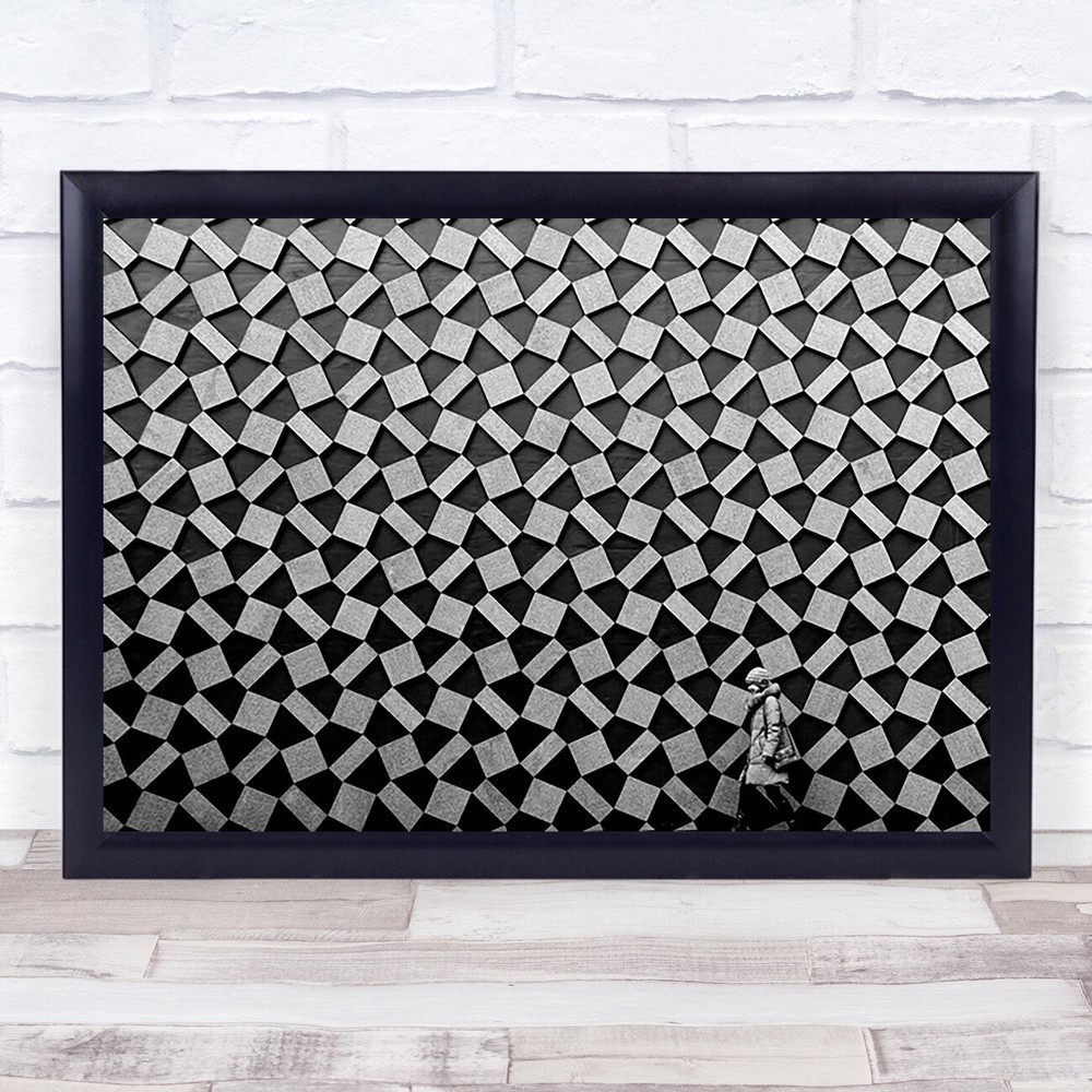 Pattern Architecture Woman Walk City Street Person Wall Art Print