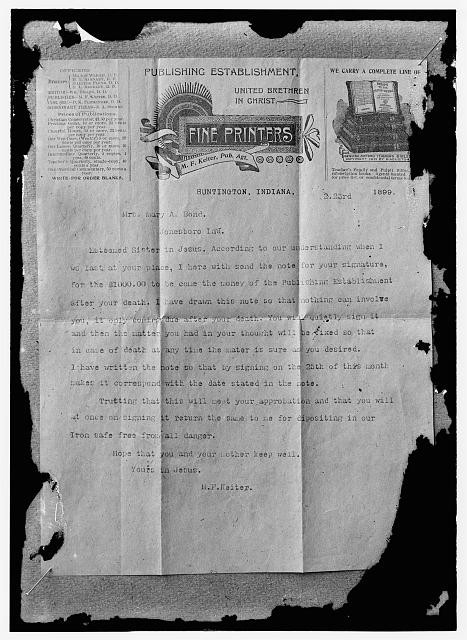 Photo:Wright Brothers Father Bishop Milton Wright Forgery Letter 1900s