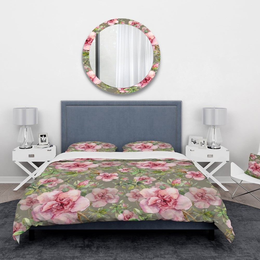 Designart 'Pink Blossoming Flower' Floral Bedding Set -