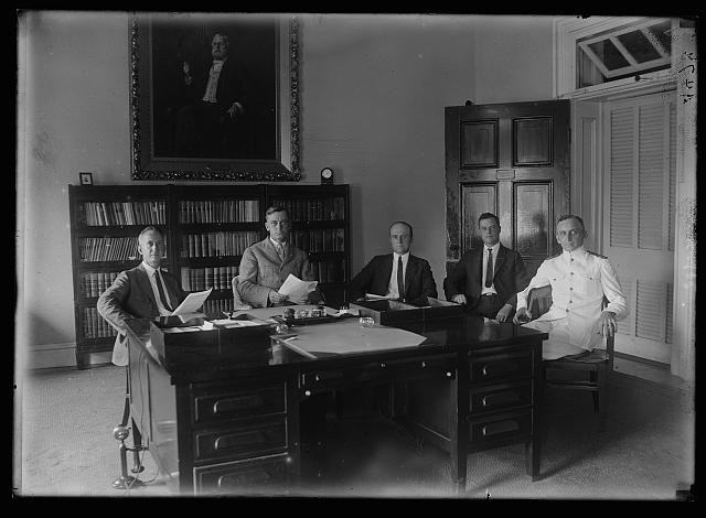 Photo:Clifford Committee 1910s Men at Desk Office Meeting Portrait