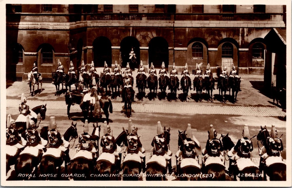 Dr Jim Stamps Postcard Real Photo Royal Horse Guards Changing Whitehall London