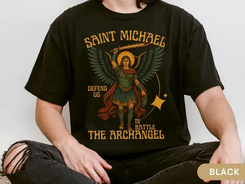 Saint Michael Shirt St. Michael the Archangel Mens Catholic TShirt