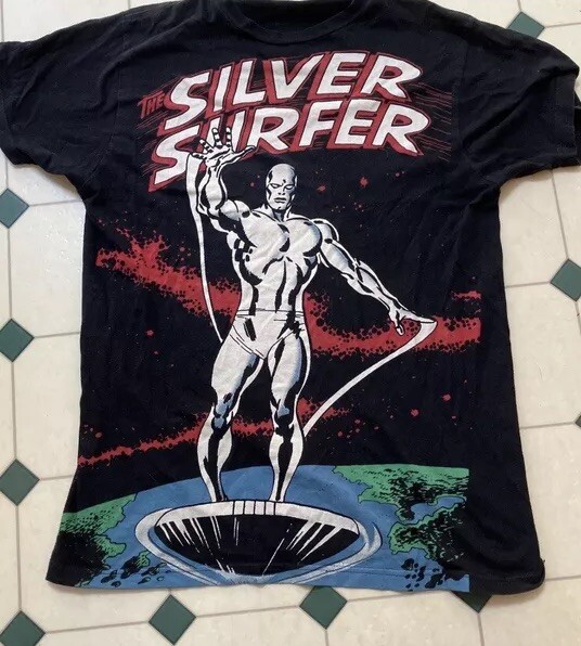 Silver Surfer #1 Vintage AOP Shirt Size Medium Rare Screen Print Marvel Comics