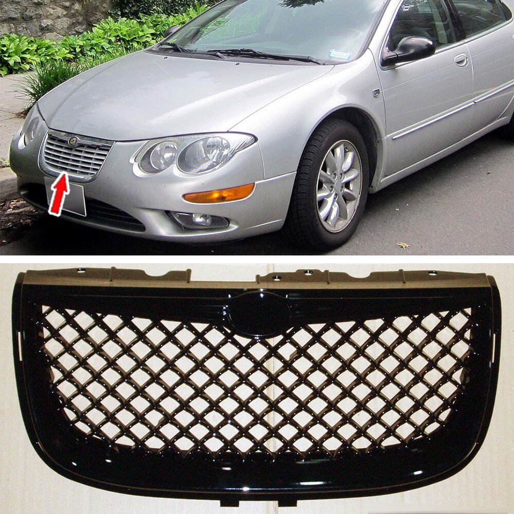 1999-2004 Chrysler 300M Sedan Shiny Black Mesh Front Grille
