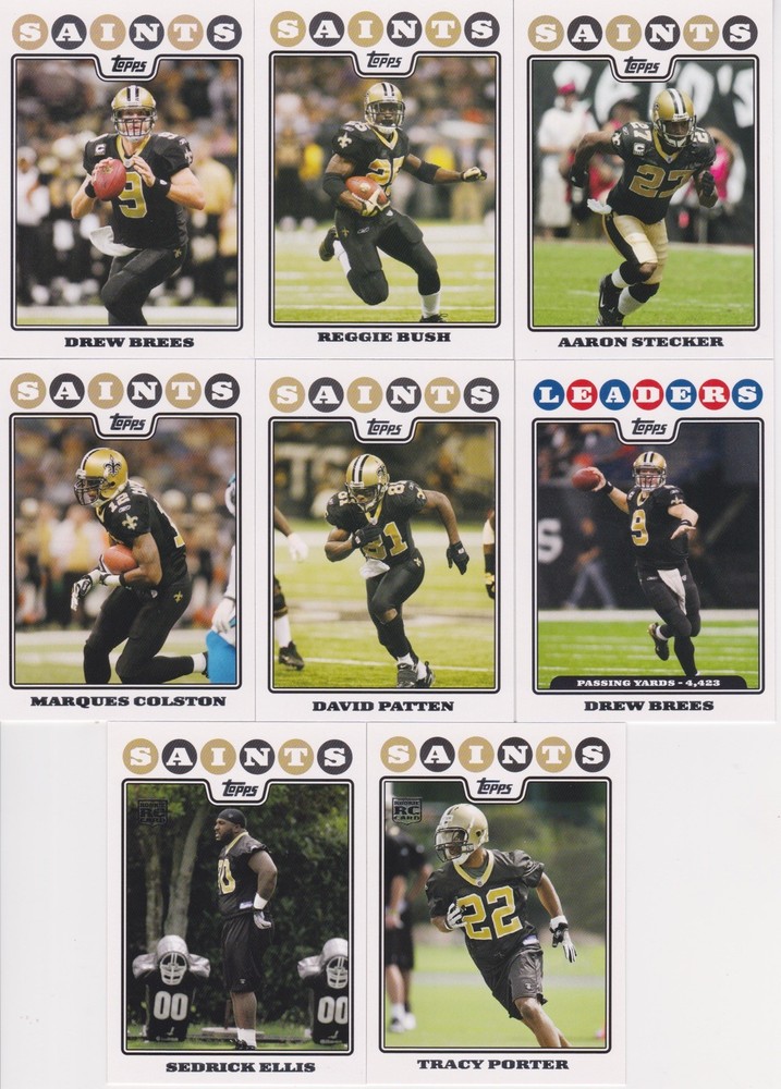 2008 Topps Football Complete Team Set New Orleans Saints (8) Drew Brees
