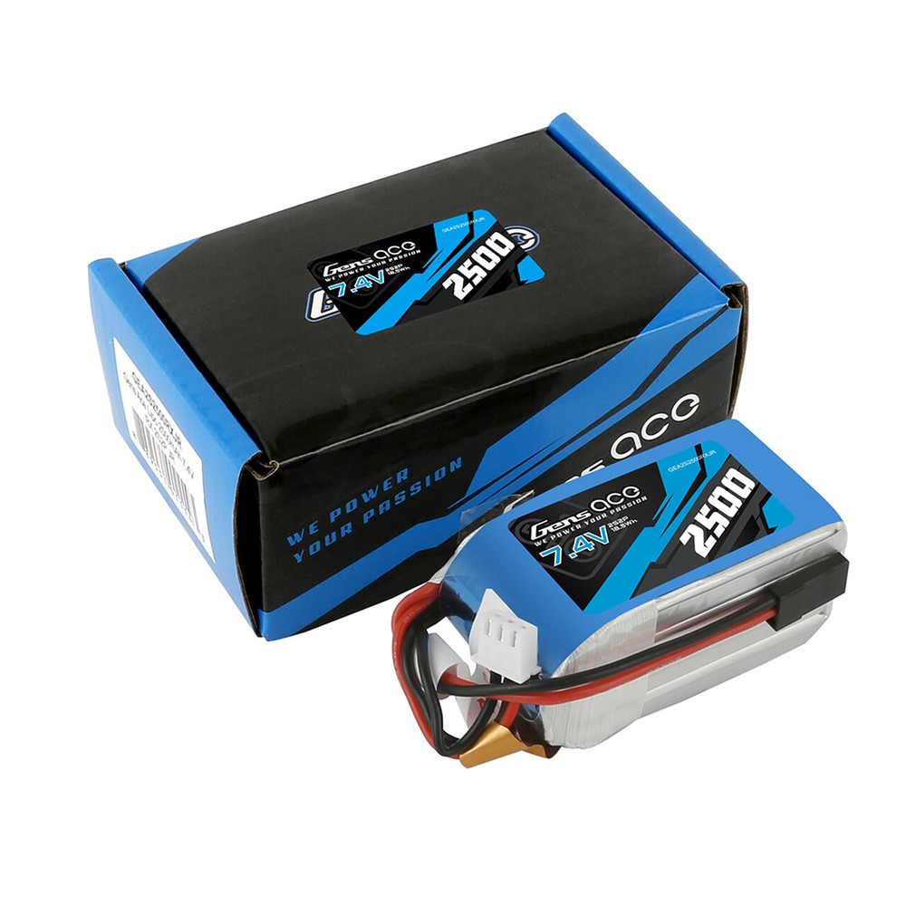 Gens Ace 2500mAh 7.4V 2S Hump RX Lipo Battery Pack With JR Plug-image