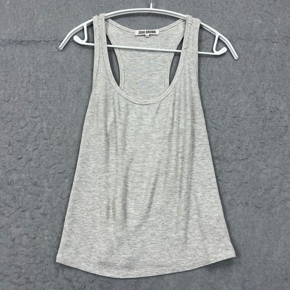 Joah Brown Tank Women's S/M Gray Gravel Scoop Neck Ribbed Racerback READ