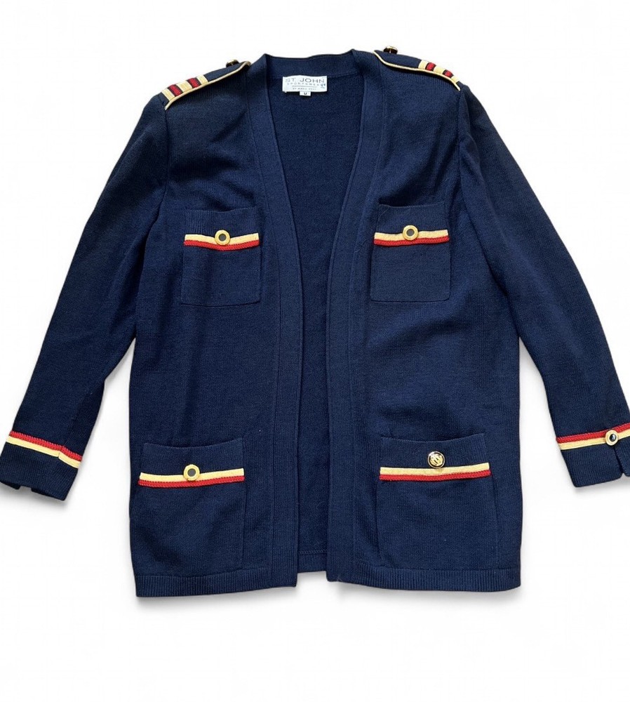 St. John Marie Gray Women’s Santana Knit Military Cardigan size M