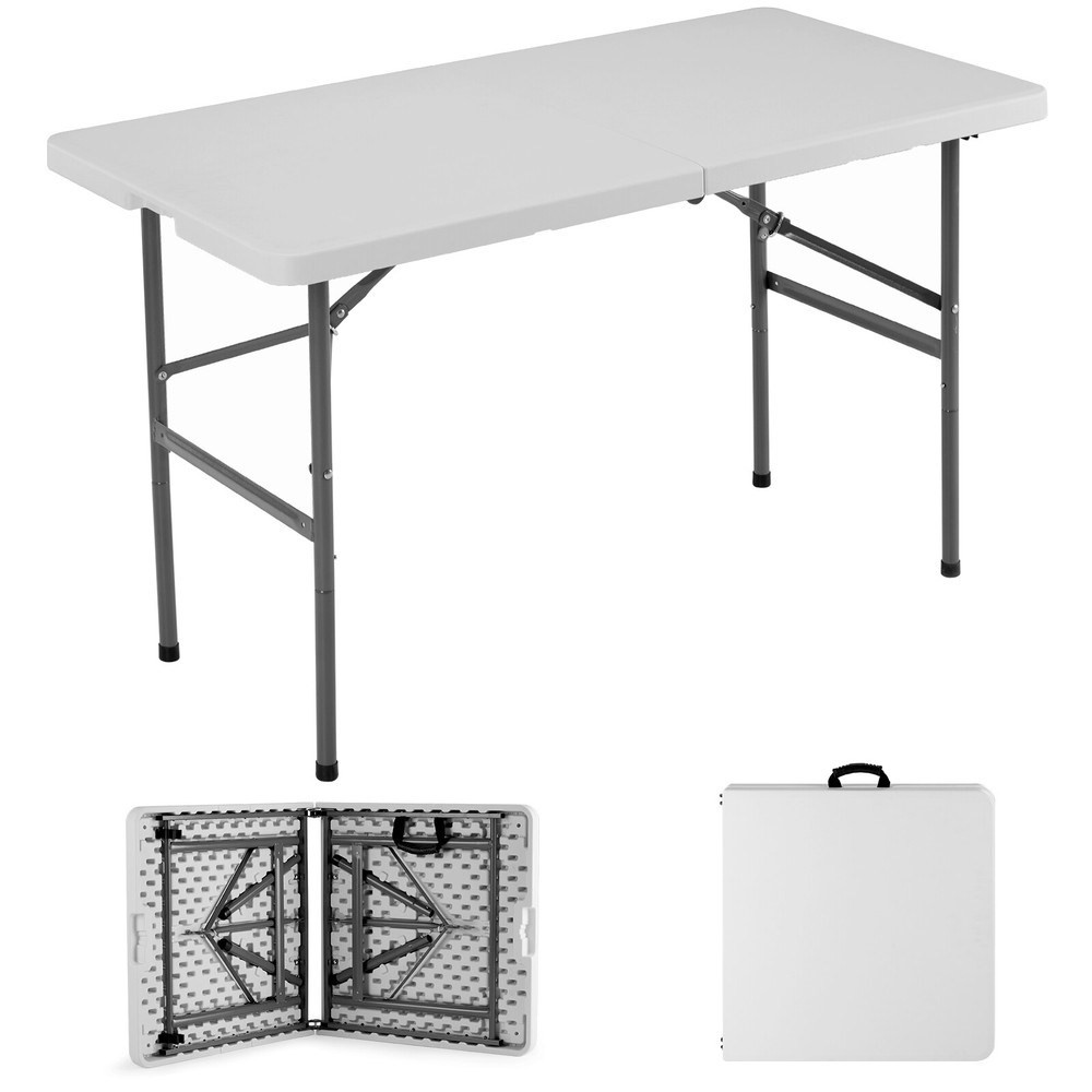 4/6/8 FT Outdoor Portable Heavy Duty Plastic Folding Table with Carrying Handle
