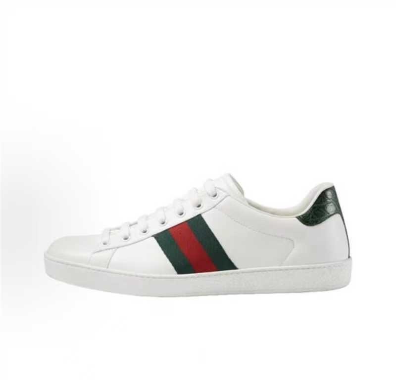 Gucci Ace Men's White Leather Red and Green Web Low-Top Sneakers