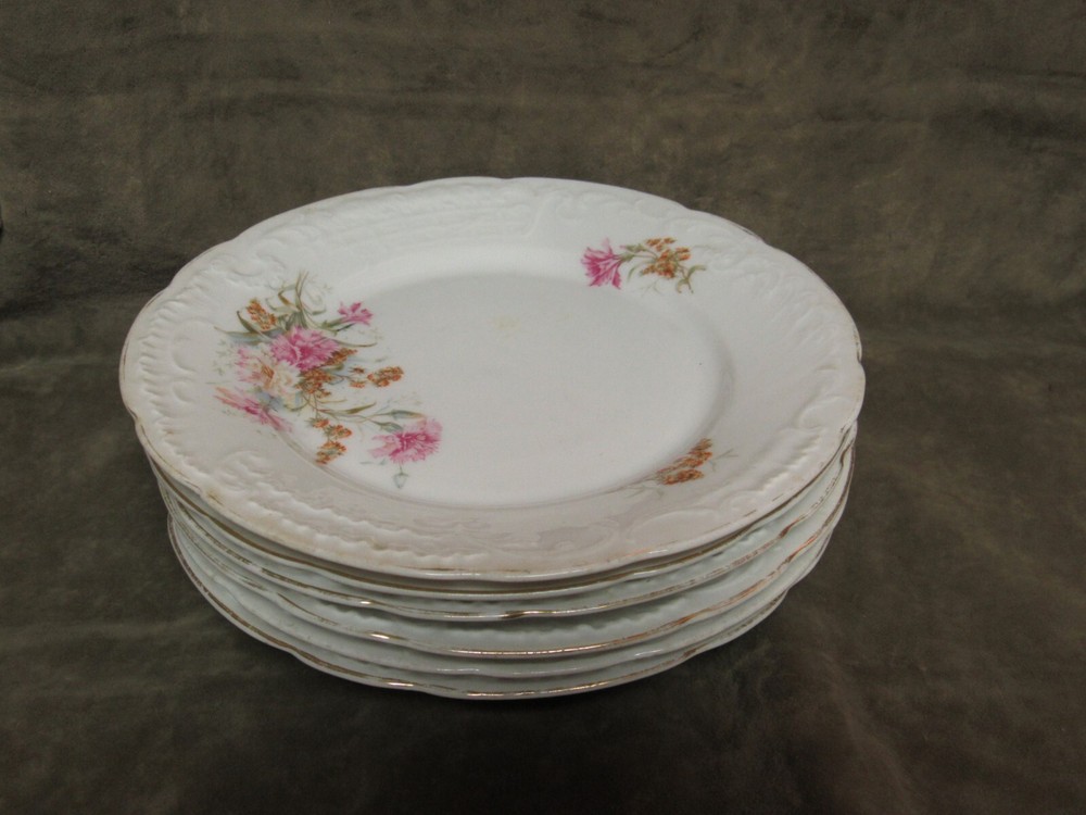 1900's Carl Tielsch Altwasser CT Germany Porcelain Pink Carnation Plates