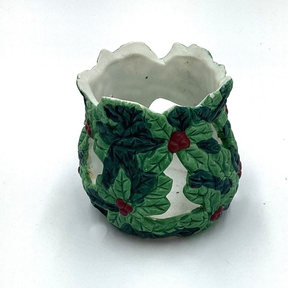 Charming Holly Berry Christmas Votive Candle Holder Lantern Table Decor
