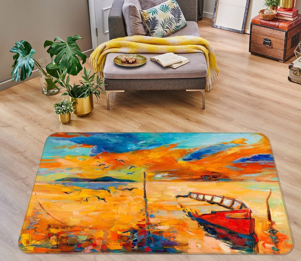 3D Painting Beach Boat ZHUC232 Game Non Slip Carpet Mat Photo Carpet Amy